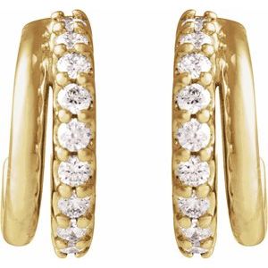14K Yellow Gold Round 1.2 Mm 1/6 Ctw Natural Diamond Hoop Earrings