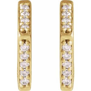 14K Yellow Gold 11 X 10 Mm Round 1Mm Pair Friction Backs Polished .07 Ctw Natural Diamond Geometric Earrings, Thickness: 1.7 Mm