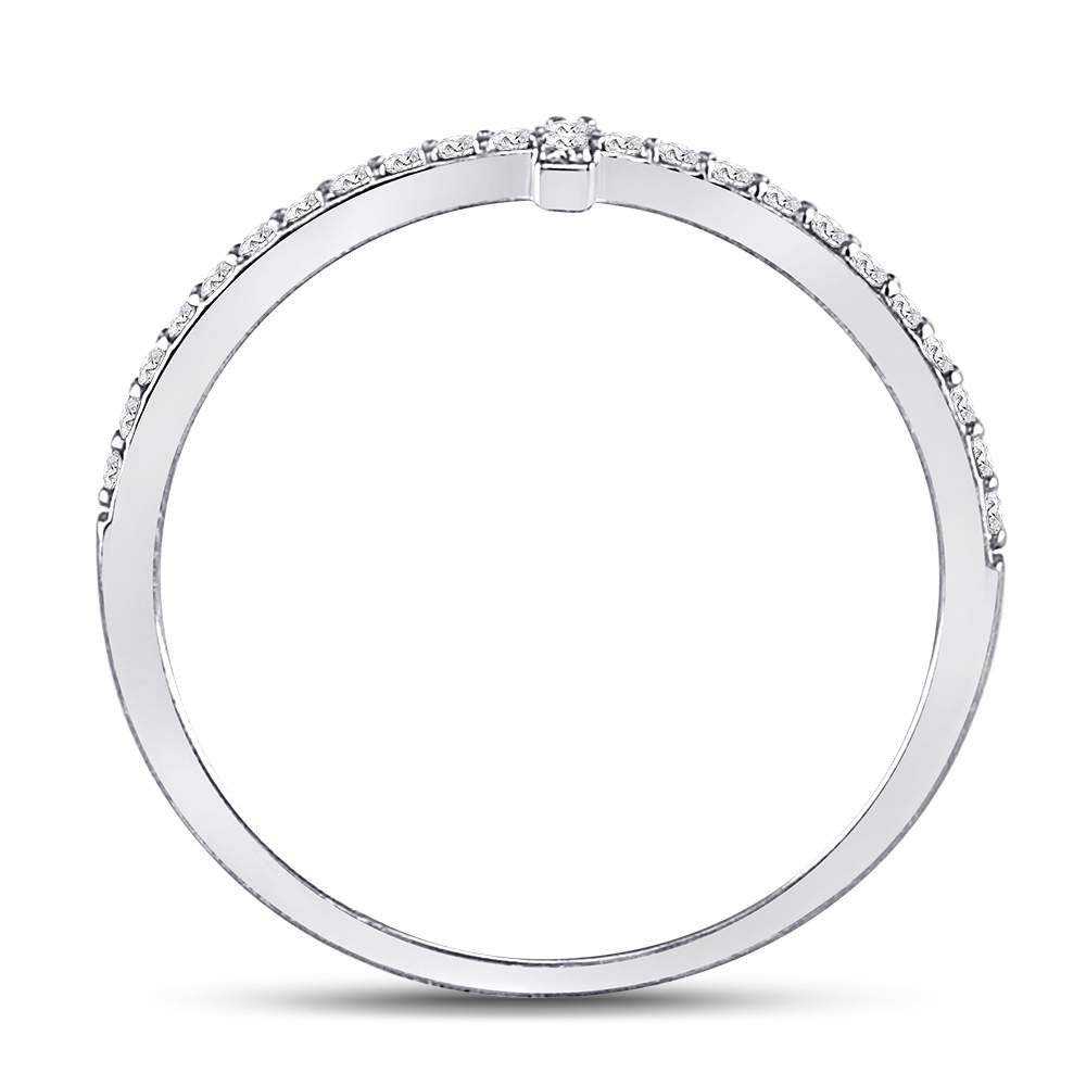 10K Yellow Or White Or Rose Gold Womens Round Diamond Cross Stackable Band Ring , Womens Size: 5-10
