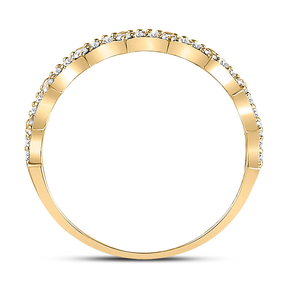 10K Yellow Gold Womens Round Diamond Scalloped Stackable Band Ring 1/4 Cttw, Womens Size: 5-10