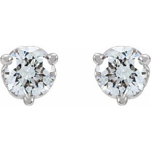 14K White Gold Round 3.5Mm Si1-Si2, Gh 1/3 Ctw Lab-Grown Diamond 3-Prong Scroll Friction Back Earrings