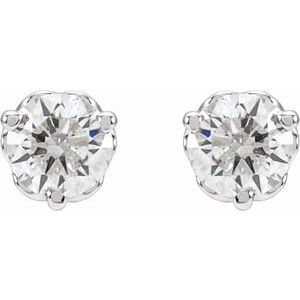 14K White Gold Round 3.5Mm Si1-Si2, Gh 1/3 Ctw Lab-Grown Diamond 3-Prong Friction Back Infinity-Inspired Earrings