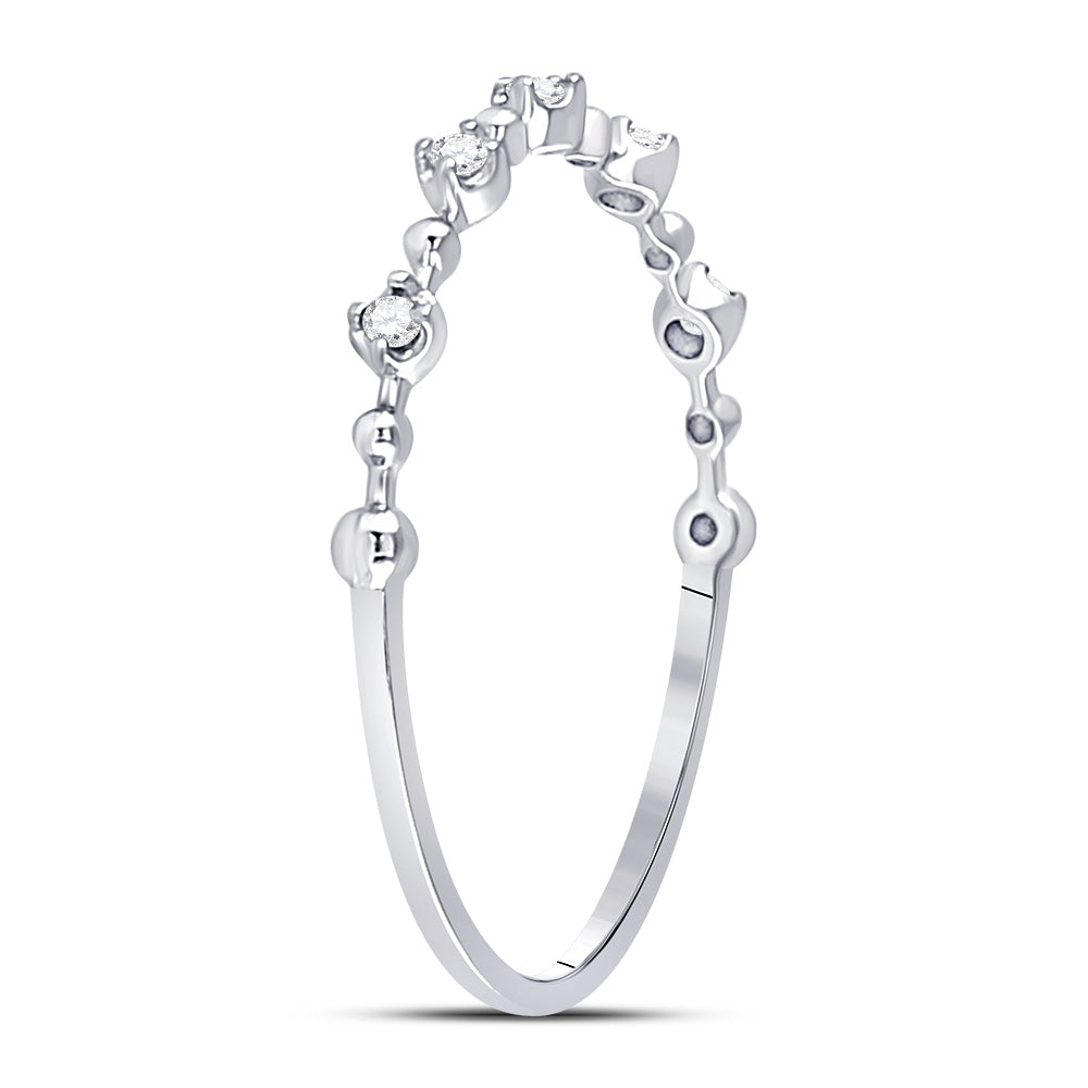 10K Rose Or White Gold Womens Round Diamond Bead Dot Stackable Ring 1/20 Cttw, Womens Size: 5-10