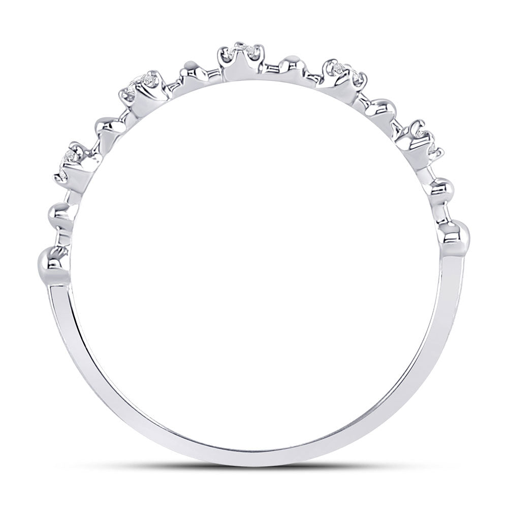 10K Rose Or White Gold Womens Round Diamond Bead Dot Stackable Ring 1/20 Cttw, Womens Size: 5-10