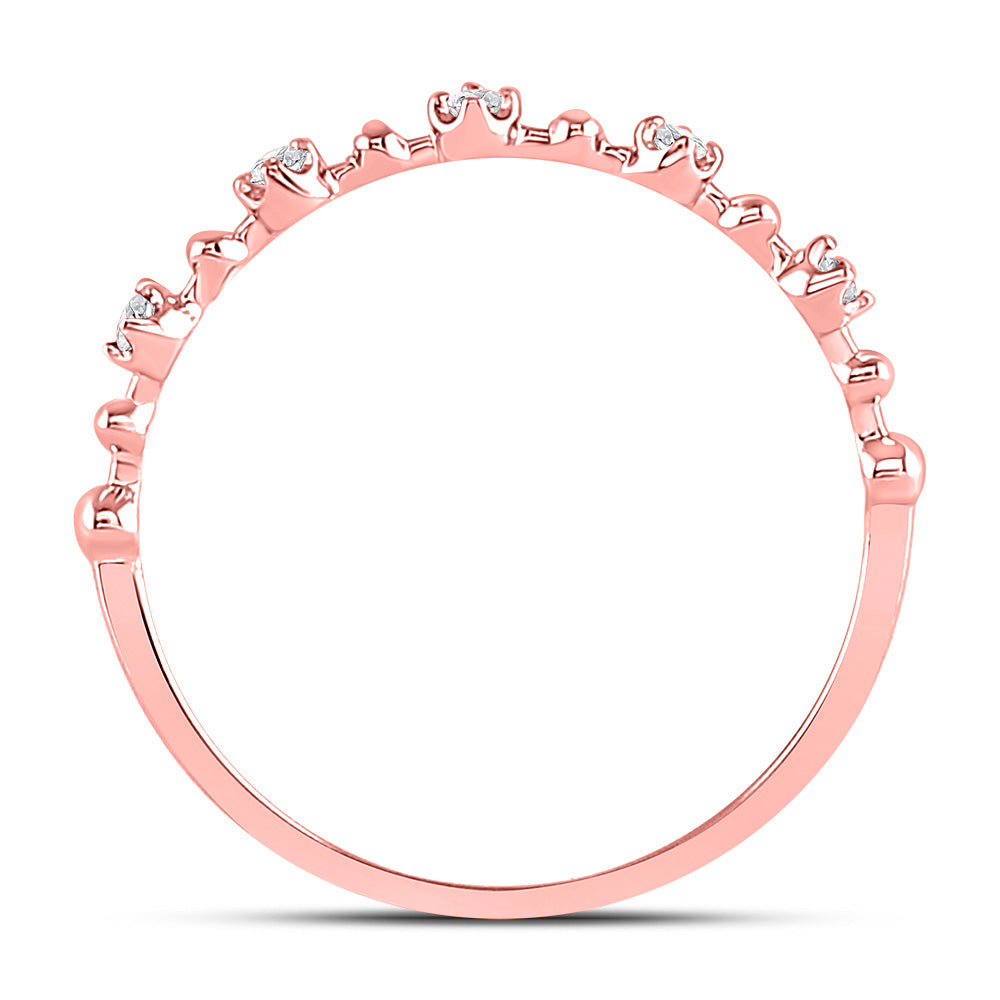 10K Rose Or White Gold Womens Round Diamond Bead Dot Stackable Ring 1/20 Cttw, Womens Size: 5-10