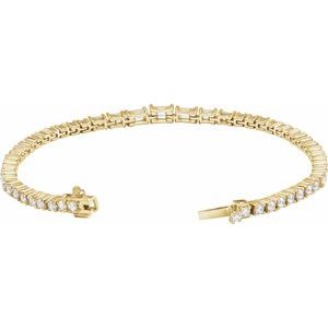 14K Yellow Gold Emerald 5.5 X 3.5Mm G-H Si 4 5/8 Ctw Lab-Grown Diamond Line Bracelet, Length: 7 In