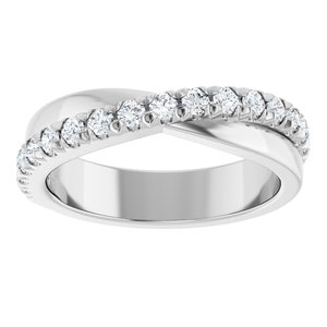 14K White Gold Round 2 Mm Polished 1/2 Ctw Natural Diamond Anniversary Band Size 7