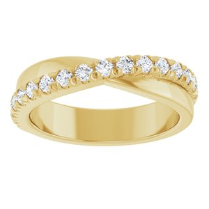 14K Yellow Gold Round 2 Mm Polished 1/2 Ctw Lab-Grown Diamond Anniversary Band Size 7