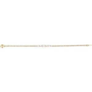 14K Yellow Gold Emerald 5.5 X 3.5Mm G-H Si 4 5/8 Ctw Lab-Grown Diamond Line Bracelet, Length: 7 In