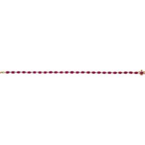 14K Yellow Gold Oval 5 X 3Mm G-H Si1-Si2 Lab-Grown Ruby And 5/8 Ctw Lab-Grown Diamond Line Bracelet, Length: 7 In