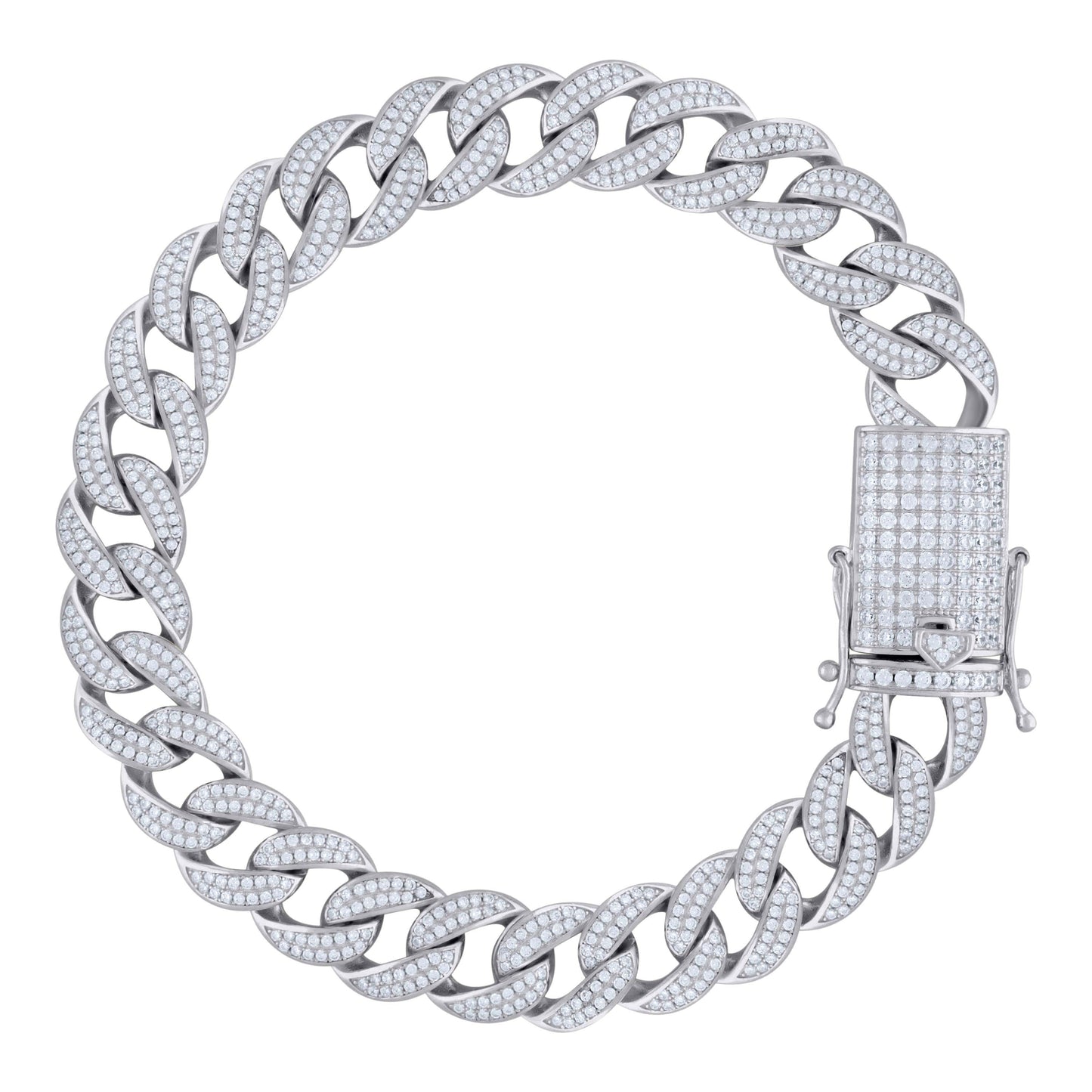 Sterling Silver Or Yellow Tone Moissanite Miami Cuban Chain Bracelet