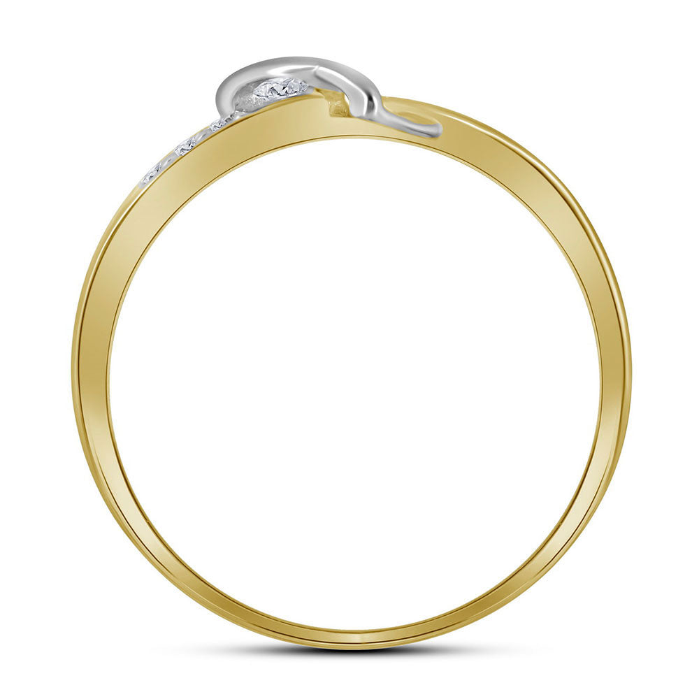 10K Yellow Gold Womens Round Diamond Heart Ring 1/20 Cttw, Womens Size: 5-10