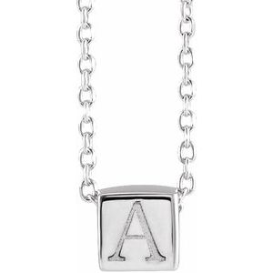 Sterling Silver 5 X 5 Mm 16 In Polished Cube Necklace