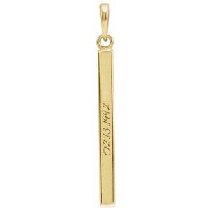 14K Yellow Or Rose Gold Or Sterling Silver Or Platinum Engravable Four-Sided Bar Pendant