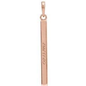 14K Yellow Or Rose Gold Or Sterling Silver Or Platinum Engravable Four-Sided Bar Pendant