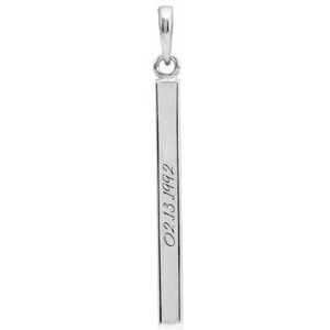 14K Yellow Or Rose Gold Or Sterling Silver Or Platinum Engravable Four-Sided Bar Pendant