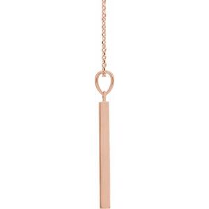 14K Yellow Or White Or Rose Gold Or Sterling Silver Or Platinum Engravable Four-Sided Bar 16-18" Necklace