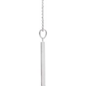 14K Yellow Or White Or Rose Gold Or Sterling Silver Or Platinum Engravable Four-Sided Bar 16-18" Necklace