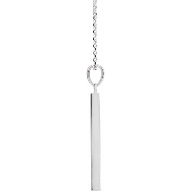 Platinum 32.2 X 2.9 Mm 16-18 In Polished Engravable Four Sided Bar Necklace