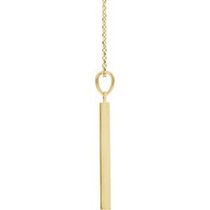 14K Yellow Or White Or Rose Gold Or Sterling Silver Or Platinum Engravable Four-Sided Bar 16-18" Necklace