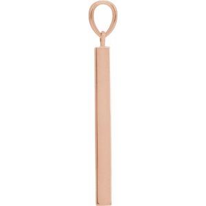 14K Yellow Or Rose Gold Or Sterling Silver Or Platinum Engravable Four-Sided Bar Pendant