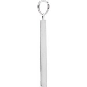 14K Yellow Or Rose Gold Or Sterling Silver Or Platinum Engravable Four-Sided Bar Pendant