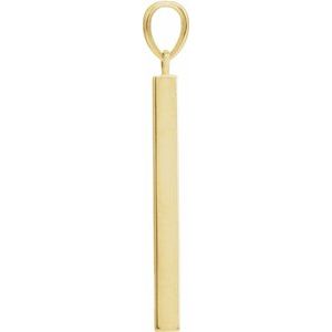 14K Yellow Or Rose Gold Or Sterling Silver Or Platinum Engravable Four-Sided Bar Pendant