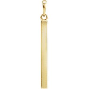14K Yellow Or Rose Gold Or Sterling Silver Or Platinum Engravable Four-Sided Bar Pendant