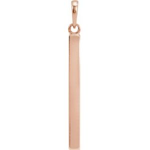 14K Yellow Or Rose Gold Or Sterling Silver Or Platinum Engravable Four-Sided Bar Pendant