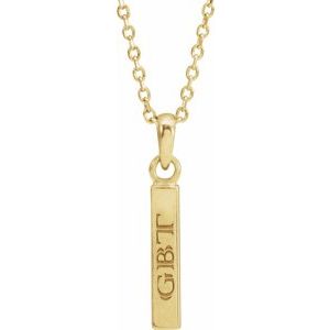 14K Yellow Or White Or Rose Gold Or Sterling Silver Or Platinum Engravable Four-Sided Bar 16-18" Necklace
