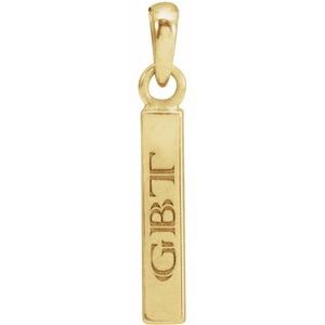 14K Yellow Or Rose Gold Or Sterling Silver Or Platinum Engravable Four-Sided Bar Pendant