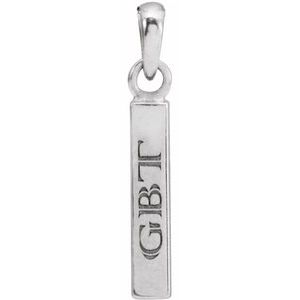 14K Yellow Or Rose Gold Or Sterling Silver Or Platinum Engravable Four-Sided Bar Pendant