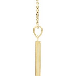 14K Yellow Or White Or Rose Gold Or Sterling Silver Or Platinum Engravable Four-Sided Bar 16-18" Necklace
