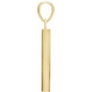 14K Yellow Or Rose Gold Or Sterling Silver Or Platinum Engravable Four-Sided Bar Pendant