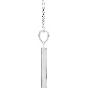 14K Yellow Or White Or Rose Gold Or Sterling Silver Or Platinum Engravable Four-Sided Bar 16-18" Necklace