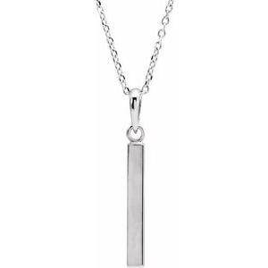 14K Yellow Or White Or Rose Gold Or Sterling Silver Or Platinum Engravable Four-Sided Bar 16-18" Necklace