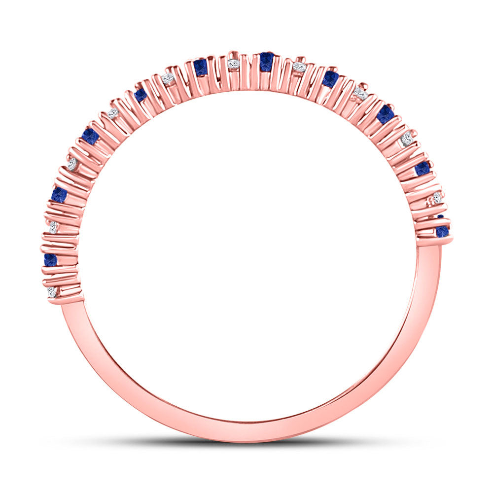 10K White Or Rose Gold Womens Round Ruby Diamond Stackable Band Ring 1/4 Cttw, Womens Size: 5-10