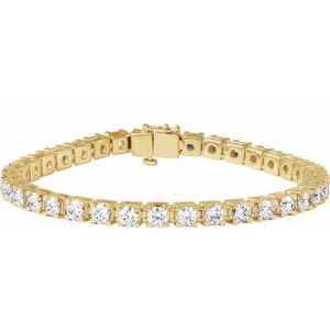 14K Yellow Gold Round 3.9Mm G-H Si1-Si2 9 Ctw Lab-Grown Diamond Line Bracelet, Length: 7.25 In