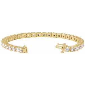 14K Yellow Gold Round 3.9Mm G-H Si1-Si2 9 Ctw Lab-Grown Diamond Line Bracelet, Length: 7.25 In
