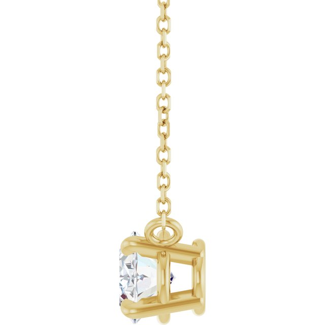 14K Yellow Gold Oval 18 In Polished Natural Gemstone 4-Claw Prong Necklace