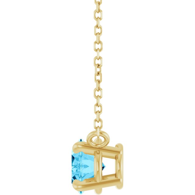 14K Yellow Gold Oval 18 In Polished Natural Gemstone 4-Claw Prong Necklace