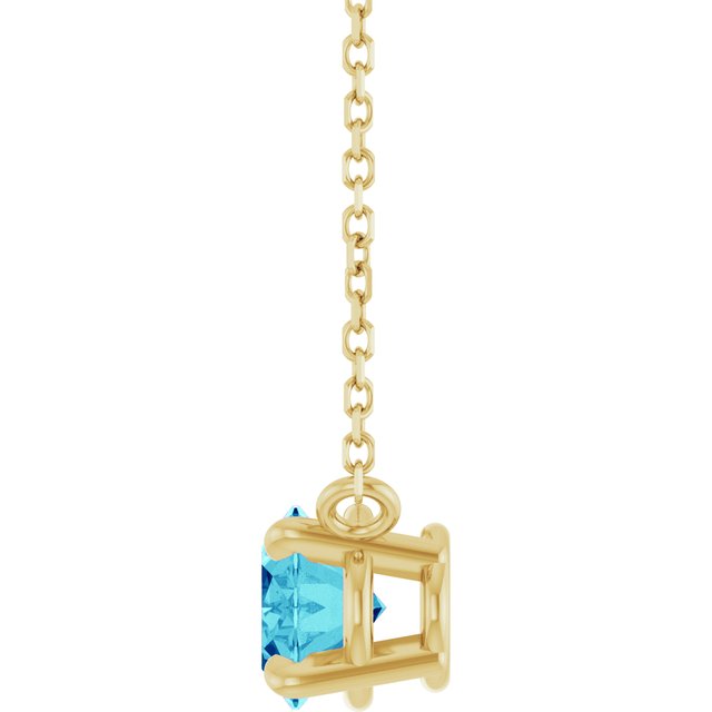 14K Yellow Gold Oval 18 In Polished Natural Gemstone 4-Claw Prong Necklace