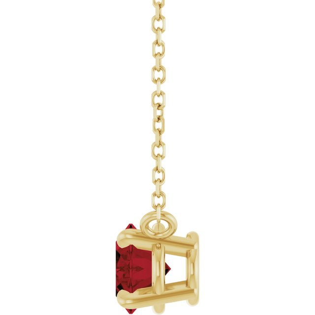 14K Yellow Gold Oval 18 In Polished Natural Gemstone 4-Claw Prong Necklace
