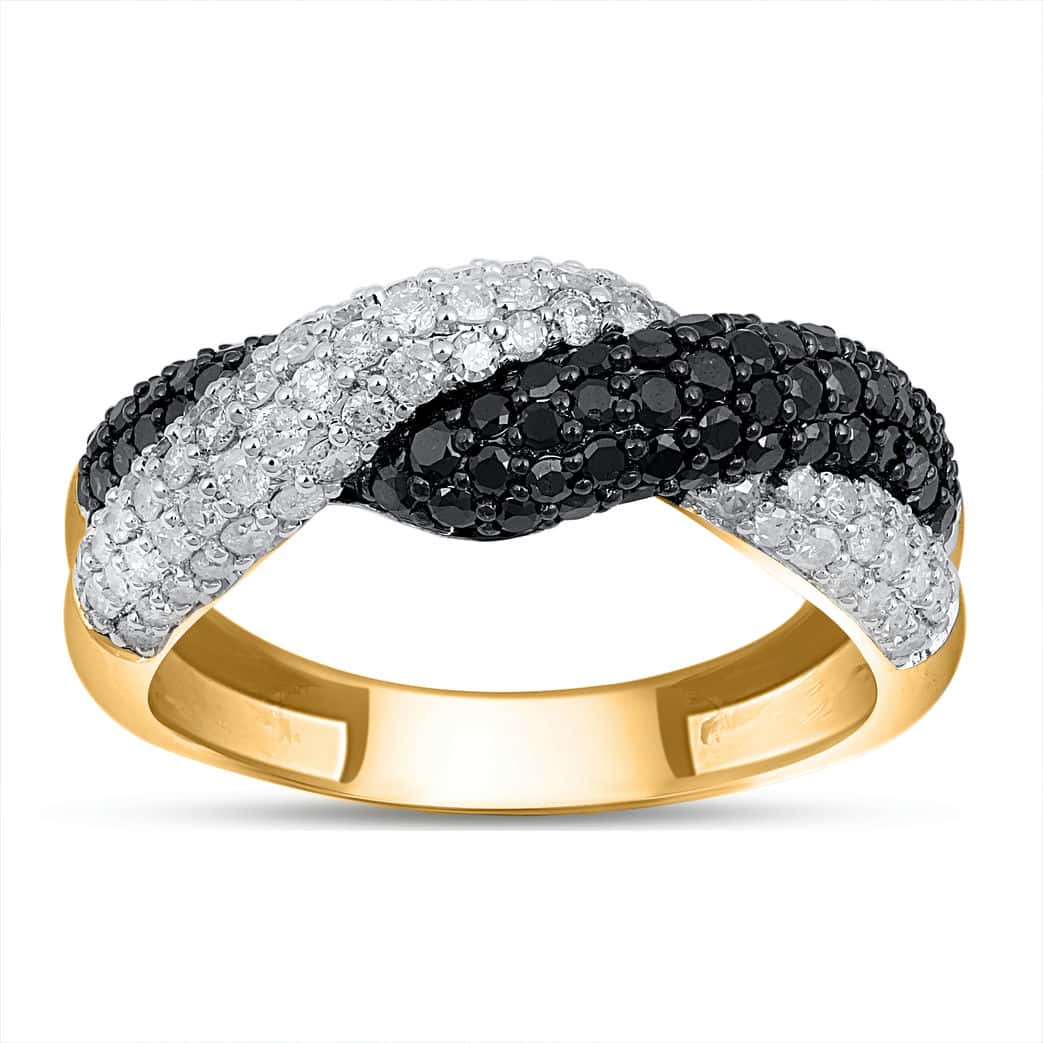 10K Yellow Gold 1.07-1.10 Cttw Black Diamond Ladies Band