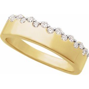 14K Yellow Gold Natural Diamond Round 1.7 Mm Polished 1/3 Ctw Natural Diamond Ring Size 7