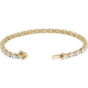 14K Yellow Gold Oval 4 X 3Mm G-H Si 5 1/2 Ctw Lab-Grown Diamond Line Bracelet, Length: 7 In