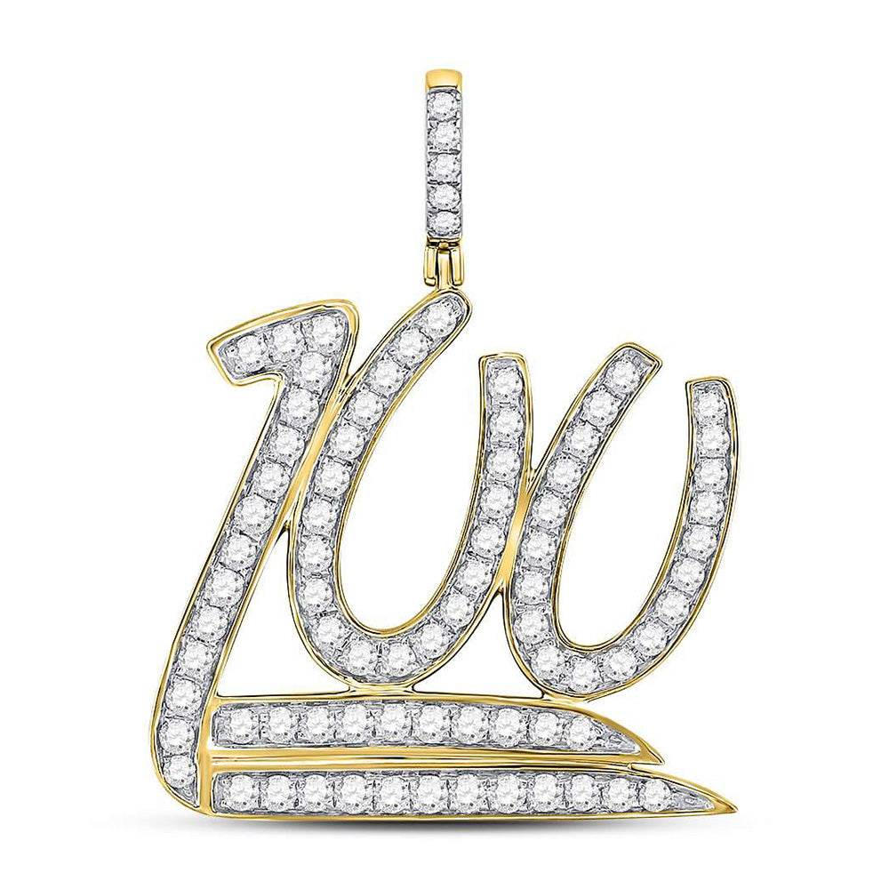 10K Yellow Gold Mens Round Diamond 100 Hundred Emoji Charm Pendant 1-1/4 Cttw
