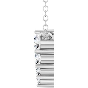 14K White Gold 4-Stone Round 2.5 Mm Si1-Si2, G-H 18 In Polished 1/8 Ctw Lab-Grown Diamond Graduated Bar Necklace
