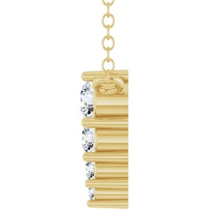 14K Yellow Gold 4-Stone Round 2.5 Mm Lab-Grown Diamond Si1-Si2, G-H 18 In Polished 1/8 Ctw Lab-Grown Diamond Graduated Bar Necklace