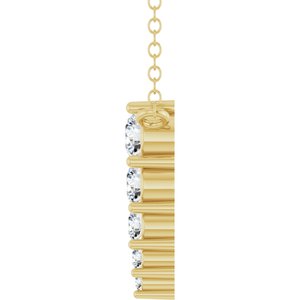 14K Yellow Gold 5-Stone Round 2.75 Mm I1, G-H 18 In Polished 1/5 Ctw Natural Diamond Graduated Bar Necklace